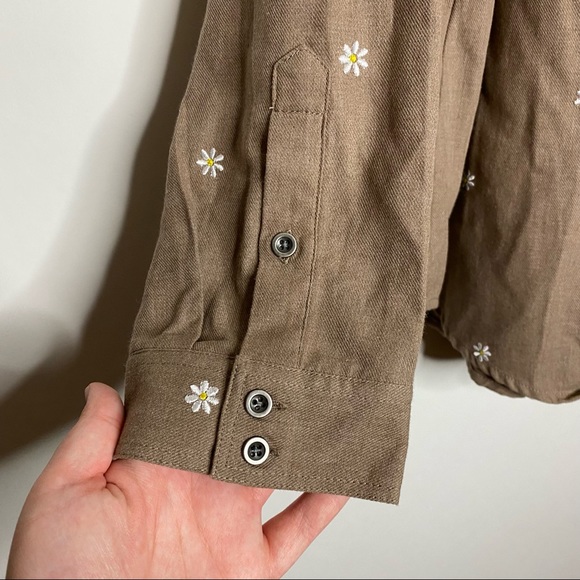 Torrid Taylor Denim Daisy Embroidered Button Down - Picture 9 of 11